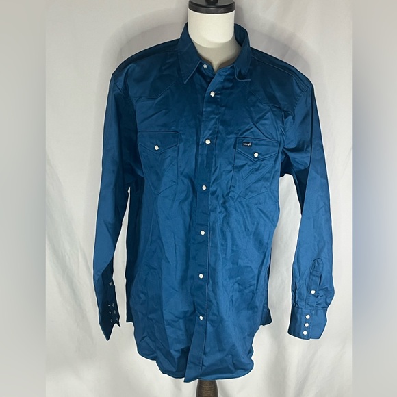 Wrangler Classic Long Sleeve Western Work  Pearl Snap Shirt - Picture 1 of 7
